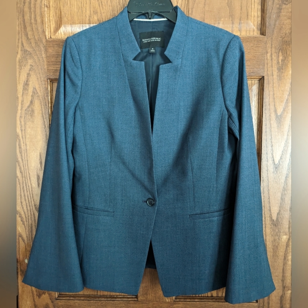 Banana Republic Long & Lean Blazer Heathered Navy Blue - Size 6